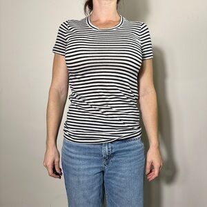 J Crew Blue and White Striped T Shirt Size Small